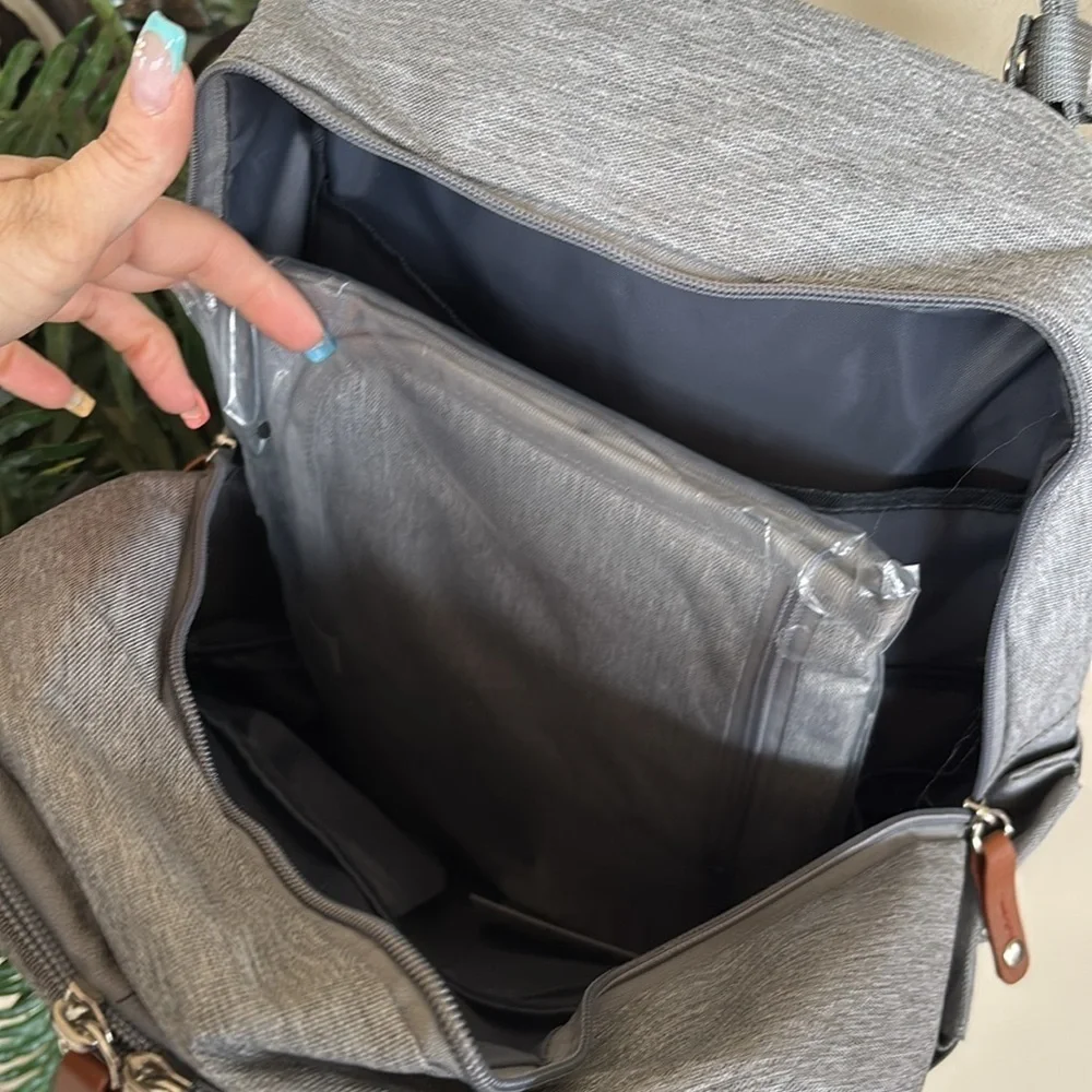 Brand New Diaper Bag Backpack Portable Changing Pad Stylish Gray Baby Organizer